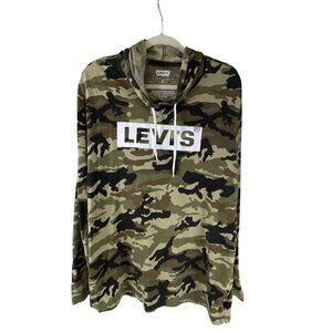 Levis Camo Hooded Long Sleeve Sweatshirt XL Cotton Blend Men's Green  Brown